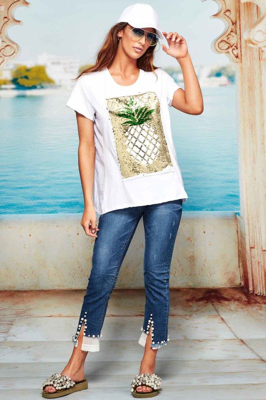 									SEQUIN AT THE KNEES TOP
								, 			PIN UP PEARL JEANS
			