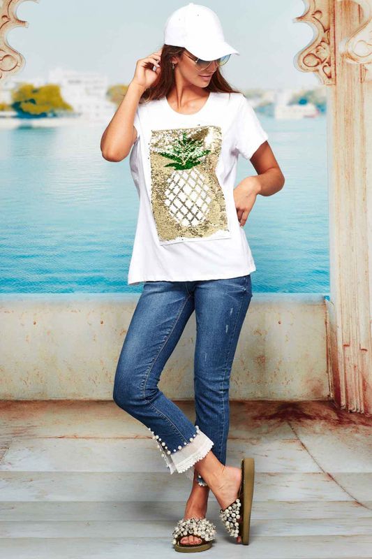 									SEQUIN AT THE KNEES TOP
								, 			PIN UP PEARL JEANS
			