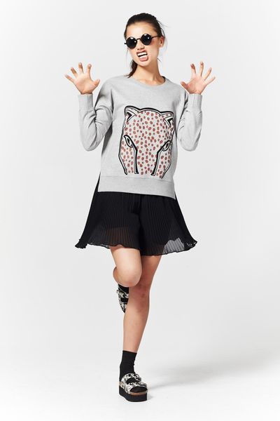 MEOW 'TAKE CAT' SWEATSHIRT
								, 			PLEAT STREET HOOLIGANS 'SKINI MINI' SHORTS