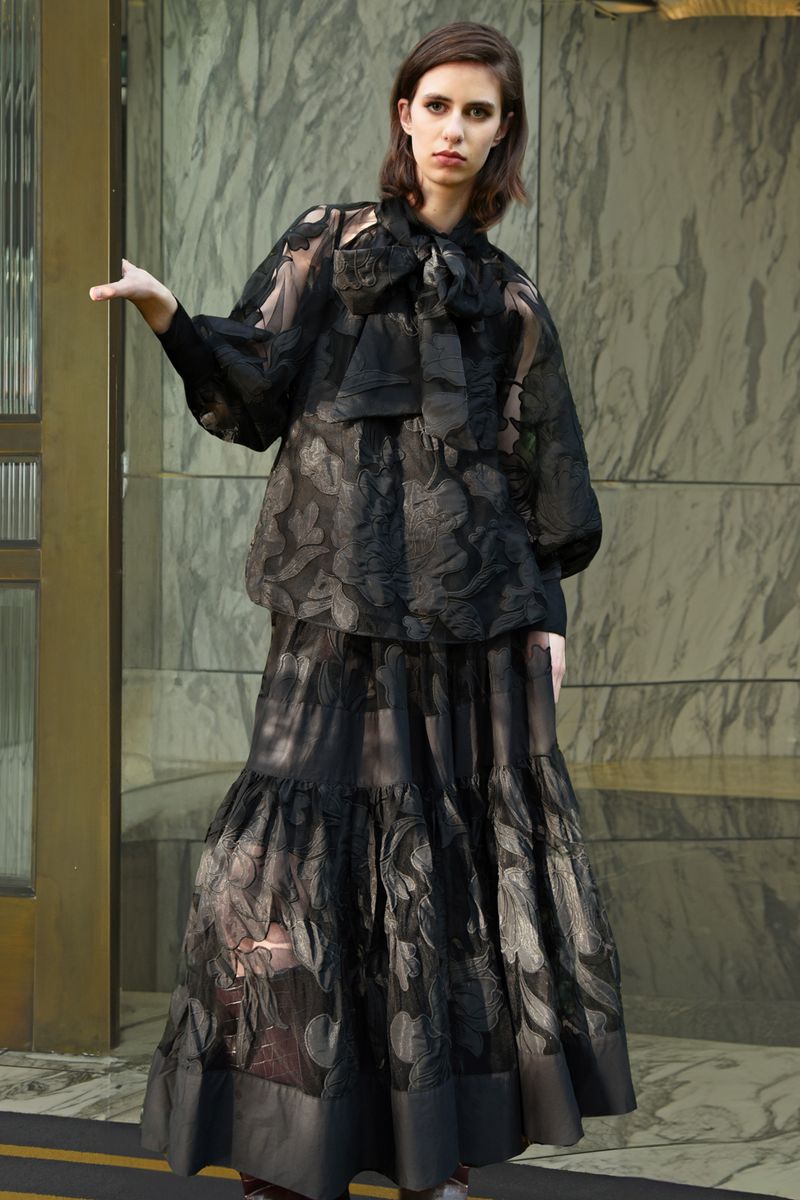 ON A SHEER DAY BLOUSE
								, 			TIER DIARY SKIRT