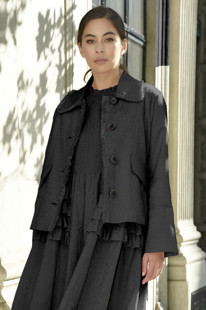 COM-PLEATLY IN LOVE JACKET
								, 			I FRILL SURVIVE DRESS